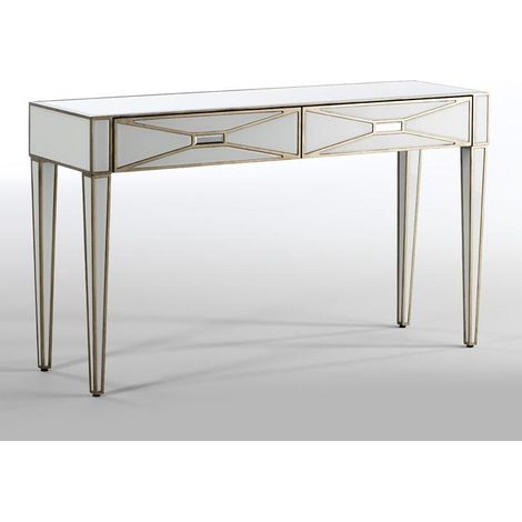 Consola 133X40X78 Espejo/Cristal Blanco/Dm Dorado (1/3)
