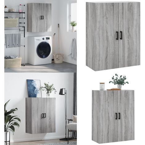 Wandschrank Grau Sonoma 69,5x34x90 cm - Holzschrank - Wandmontage (1/5)