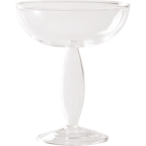 Dorici Set 4 Coppe in Vetro Borosilicato Soffiato a Mano Trasparente - Design Classico Contemporaneo per Cocktail, Bollicine e Dessert Eleganti
