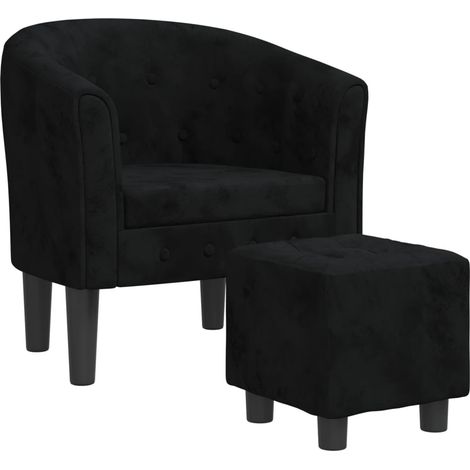 Poltrona lounge dal design moderno con poggiapiedi con schienale arrotondato in velluto nero DEC026841