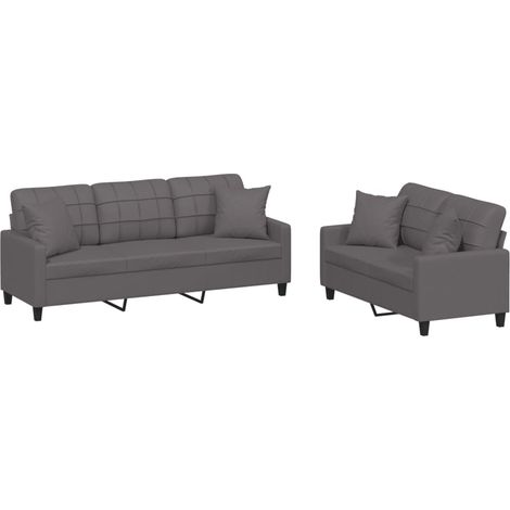 Maison Exclusive - Set di Divani 2 pz con Cuscini Grigio in Similpelle (1/5)