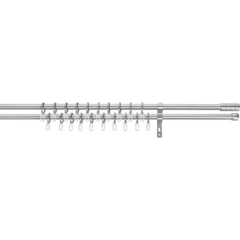 Mömax Vorhangstangenset Joo 2 Edelstahlfarben ca. 200-340cm