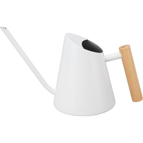 Arrosoir avec bec long en acier inoxydable antirouille avec poignée en bois pour jardin bonsa intérieur extérieur blanc (1/5)
