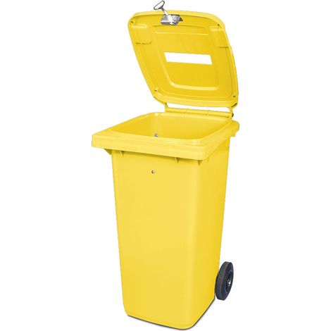 BRB 120 Liter DIN Mülltonne mit Papiereinwurf u. Dreikantschloss, BxTxH 480x550x930 mm (gelb)
