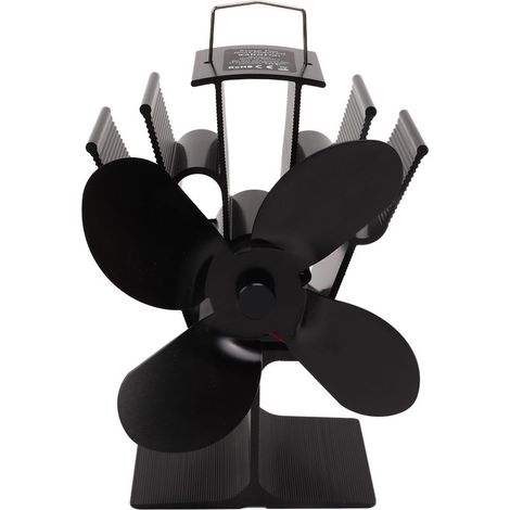Ventilateur de cheminée à chaleur, 4 pales, poêle en alliage d'aluminium, résistant aux hautes températures, noir, économie d'énergie écologique (1/5)