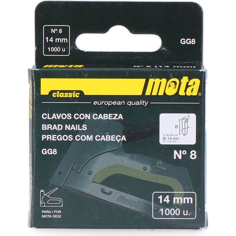 Clavo número 8, 1000 unid. espesor 1,25mm gg8 mota 8435223419810 89086 MOTA HERRAMIENTAS