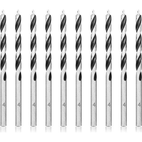 Lot de 10 Mèches à Bois Hélicoïdales 4mm Pointe Centreuse Professionnelle Perçage Précis (1/4)