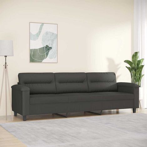 vidaXL Sofá de 3 plazas de tela de microfibra gris oscuro 210 cm (1/5)