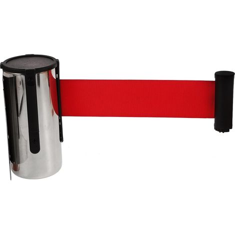 Barrière de Ceinture Rétractable en Acier Inoxydable, Ruban Rouge 2 M, Corde de Sécurité pour Contrôle des Foules, Gestion de File D'attente en Intérieur, Barrière Extensible (1/5)
