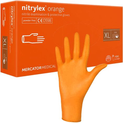 Gants en nitrile Mercator Nitrylex Orange XL, 100 pièces (1/4)