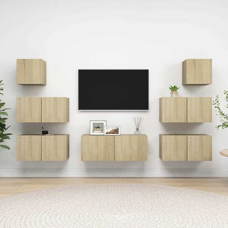 vidaXL 7 Piece TV Cabinet Set Sonoma Oak Engineered Wood (1/5)