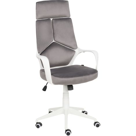 Sedia da ufficio in velluto grigio girevole regolabile in altezza reclinabile in schiuma stampata Delight