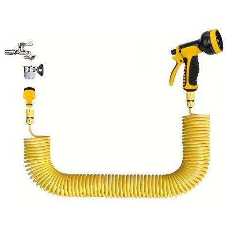 Tuyau d’Eau Rétractable 10 m – Pistolet de Nettoyage Haute Pression avec Buse et Tube d’Extension pour Voiture, Jardin et Usage Domestique