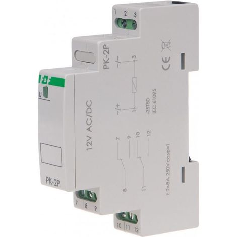 Relais électromagnétique PK-2P - 12V - 2 x NO/NC - Montage facile - Compact et fiable (1/2)
