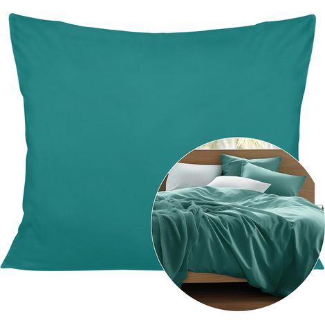 Kissenbezug 70x80, 100% Baumwolle, Satin, türkis, einfarbig