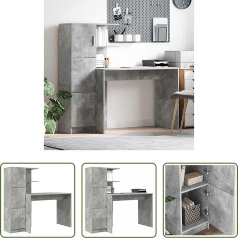 vidaXL Bureau minimaliste - Bureau 2 pcs Gris béton (1/5)