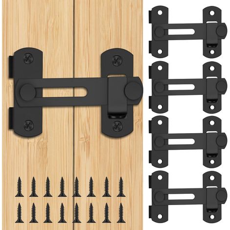 4 pezzi di chiavistello per porta scorrevole in acciaio inossidabile, serrature per porta scorrevole con viti, chiavistello per porta con finitura nera opaca per animali domestici, bagno, garage, fine