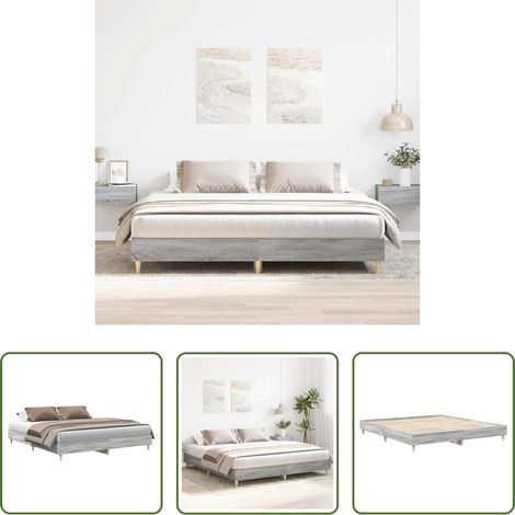 Cadre de lit - Cadre de lit sans matelas sonoma gris 160x200cm bois ingénierie (1/5)