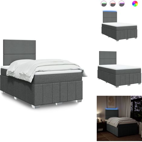 Sommier à lattes de lit avec matelas gris foncé 120x190cm tissu - Sommier À Lattes De Lit - Sommiers À Lattes De Lit - Lit - Meuble De Chambre À Coucher (1/5)