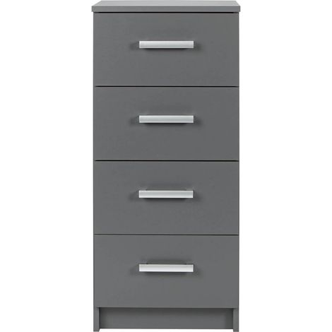 ZEINE - Meuble de Rangement 4 Tiroirs Gris Graphite (1/5)