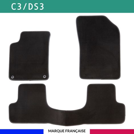 Tapis de voiture - Sur Mesure pour C3 / DS3 (2009 - 2019) - 3 pièces - Tapis de sol antidérapant pour automobile (1/4)
