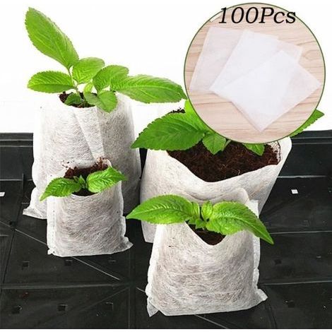 Biodegradable non-woven grow bags - Fabric seedling pots - Plant bags with... (1/3)