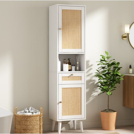 Colonna bagno 166 cm, ante reversibili, cassetto, bianco DESVIAE (1/5)