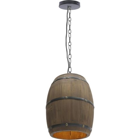 Lámpara colgante de barril de vino de madera retro para bar, restaurante, cafetería, luz de techo industrial para bar, cafetería, sala de estar, comedor, restaurante (bombilla no incluida) (1/5)