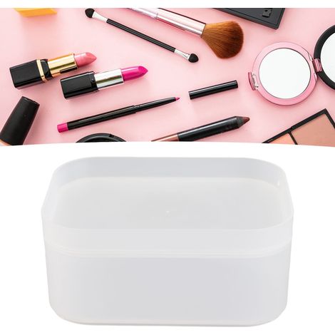 Boîte de rangement plastique anti-poussière pour cosmétiques avec couvercle, idéale pour le bureau ou la maison, dimensions 11x5x15.5cm, transparente/opaline (1/5)
