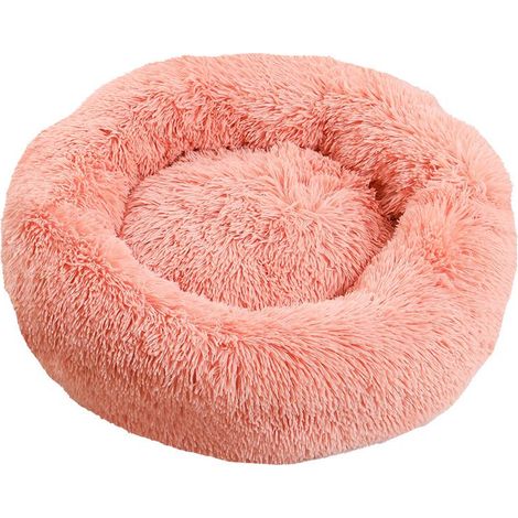 Panier Chien et Chat Moelleux Rond - Coussin Chat & Chien Moelleux Anti Stress, Lit Chat & Chien Apaisant en Peluche, Coussin Donut Lavable pour Animaux de Compagnie (S, Rose) (1/5)