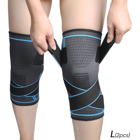 Lot de 2 Genouillère de Compression Sports, Genouillère Rotulienne et Ligamentaire, Genouillère Arthrose Genouers, L
