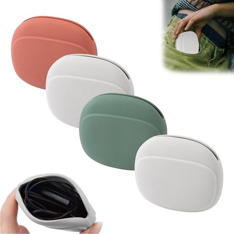 Custodia per auricolari, per riporre auricolari e cavi di ricarica, sacchetto in silicone, custodia piccola, custodia in silicone, cover protettiva morbida, protettiva, 4 pezzi (1/5)