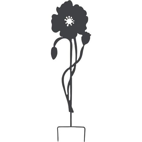 LOUIS MOULIN - Déco en métal à planter coquelicot 22x80cm anthracite (1/5)