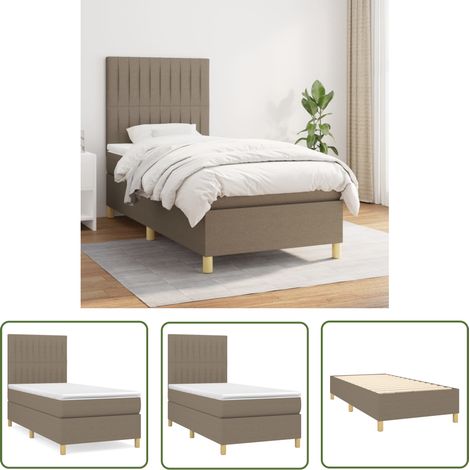 The Living Store Boxspringbett mit Matratze Taupe 90x200 cm Stoff - Boxspringbett - Doppelbett - Bettenrahmen - Schlafsystem - Tapete (1/5)