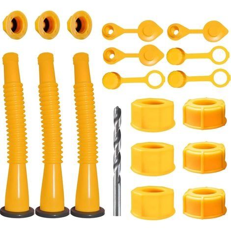 Remplacement de la buse du bidon d'essence, remplacement de la buse du bidon d'essence (Kit de 3 - Jaune) Convient à la plupart des bidons d'essence de 1/2/5/10 gallons. (1/5)