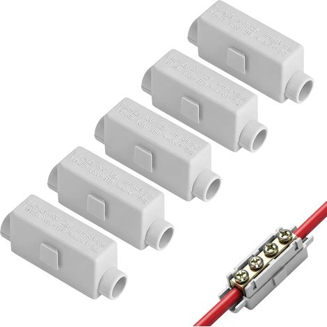 Bornier Électrique, Borne de Connexion Électrique, 5 Connecteurs Traversants 2 Pôles 100 A 1000 V, Adapté pour Câbles de 2,5 à 16 mm², Boîtier en ABS pour Plafonnier, Interrupteur et Installation Élec (1/5)