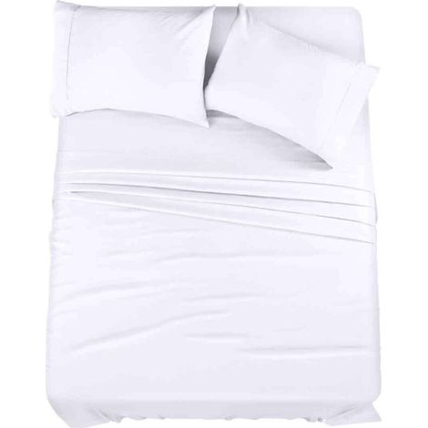 Ensemble de literie en maille 100% coton, trois pièces, doux et respirant, poches profondes, 145 g/m², blanc (1/5)