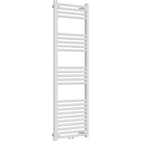 Radiateur sèche-serviettes chauffage salle de bain acier 140 x 50 cm blanc (1/5)