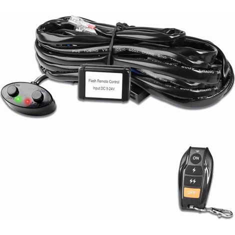 Kit de faisceau de câblage à barre lumineuse LED, 480W Kit de télécommande sans fil 18AWG Câble pour les feux de brouillard de voiture Travail ajusté 1 (2 mètres) (1/5)