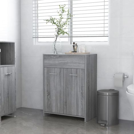 Armoire de bain Armoire de rangement Placard de Rangement Toilettes Sonoma gris 60x33x80 cm Bois d'ingénierie RTJEX220248 (1/4)