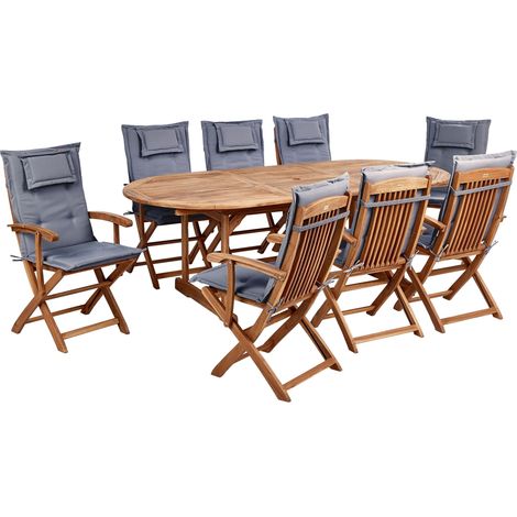 Garden Dining Set 8 Seater MAUI II with Cushions Acacia Wood Graphite Grey (1/5)