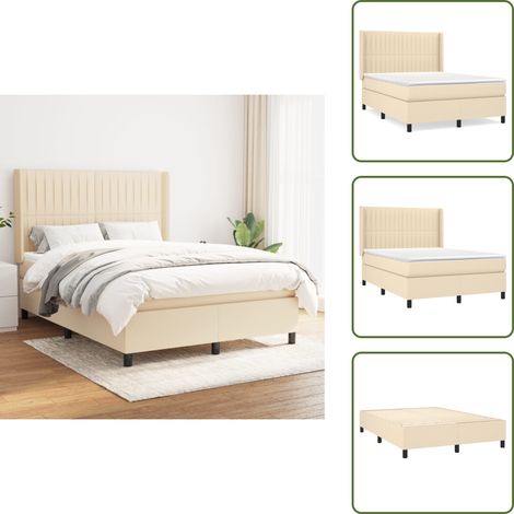 Materasso morbido - vidaXL Giroletto a Molle con Materasso Crema 140x200 cm in Tessuto - Materasso a molle insacchettato