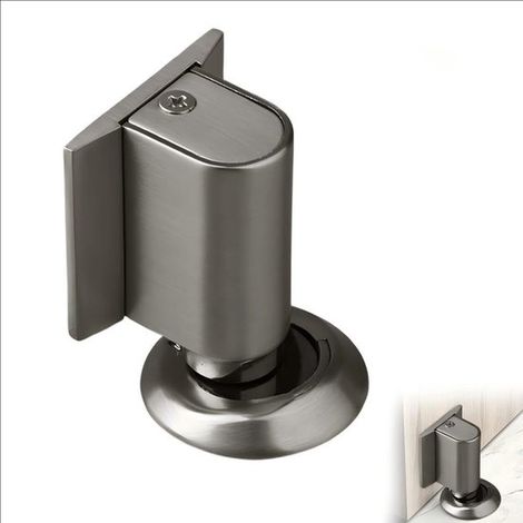 Tope magnético para puerta - Cierre metálico para puerta - Montaje en suelo - Imán potente - 9 x 5,5 cm - Gris (1/5)