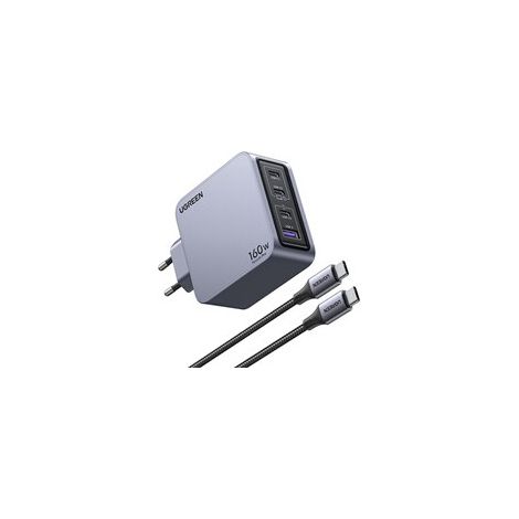 Cargador de pared Ugreen Nexode Pro de 160 W, GaN, USB + 3x USB-C (gris) (1/3)