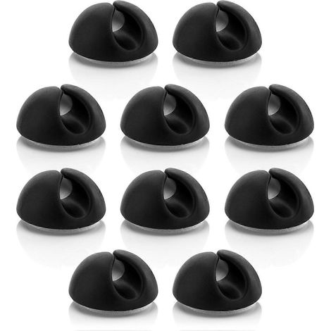 Lot de 10 serre-câbles, supports et rangements pour câbles jusqu'à 8 mm, noir. (1/5)
