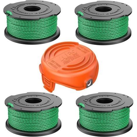 A6486 Bobines de fil de Rechange pour Black and Decker Débroussailleuse Compatible avec 90583594,4 Bobines de Rechange de Coupe fil+1 Capuchon de Coupe (1/5)