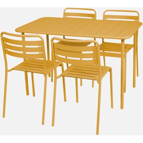 Set tavolo da giardino bistrot in metallo con 4 sedie, 120cm (1/5)