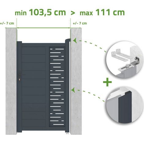 Tor in der Breite verstellbar 1m ARLBERG H.180cm grau Aluminium