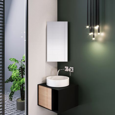 ELEGANT Stainless Steel Corner Cabinet 600 x 300 mm Wall Mounted Bathroom Storage Cabinet Single Door with 3 Shelves (1/5)