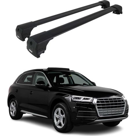 OMAC Aluminium Dachträger Querträger für Audi Q5 FY 2017-2025 – City Crash – ISO/PAS 11154:2006 – Abschließbar – Max. 75 kg – 2 Stangen Schwarz (1/5)